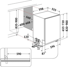 Bauknecht B2I HD526 A Vollintegrierbarer Geschirrspüler/60 CM/Hygiene-Programm/Vollwasserschutz/Startzeitvorwahl/ Selbstreinigungsprogramm