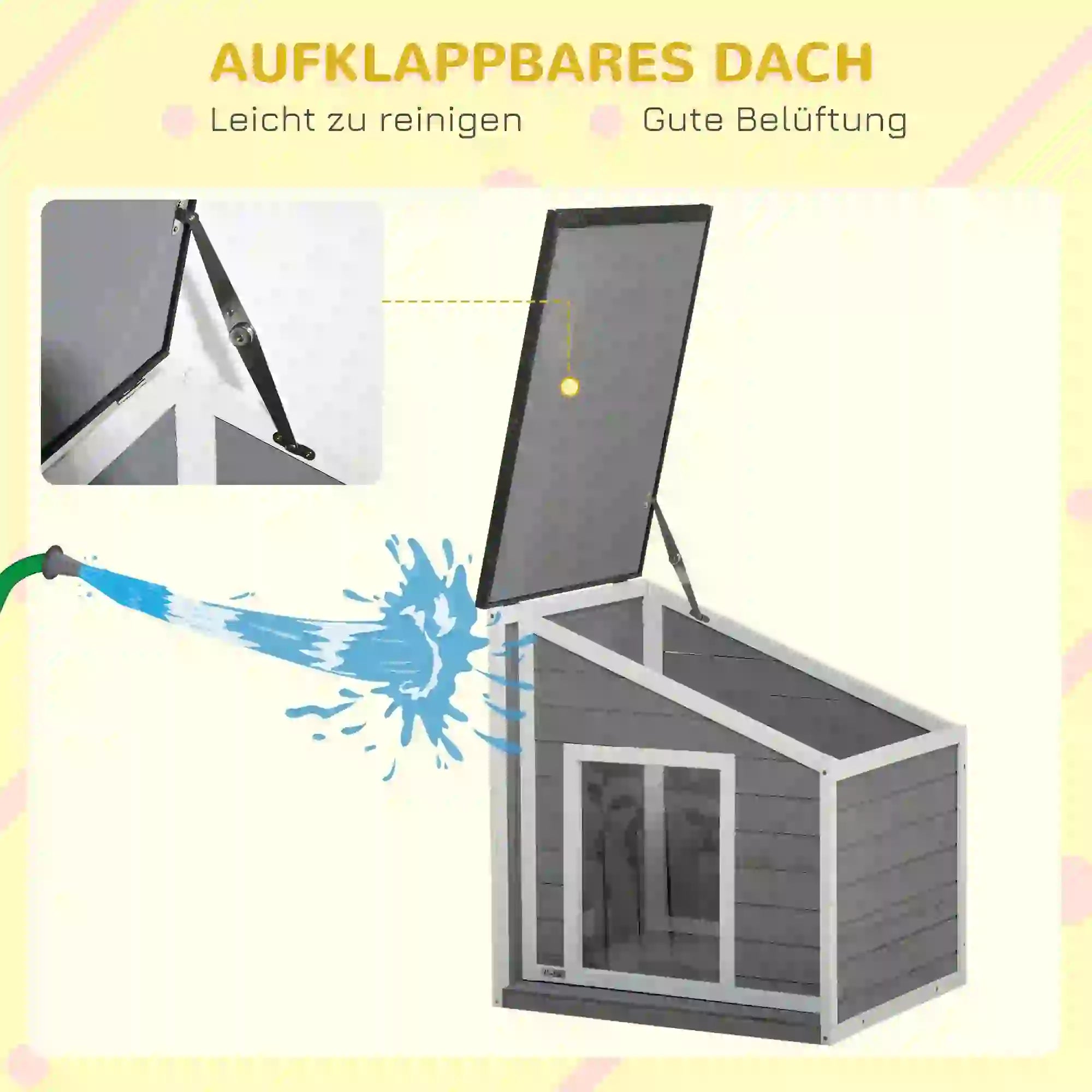 PawHut Hundehütte Outdoor aufklappbares Dach wetterfest Tannenholz