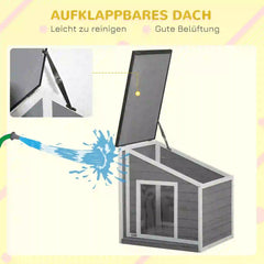 PawHut Hundehütte Outdoor aufklappbares Dach wetterfest Tannenholz