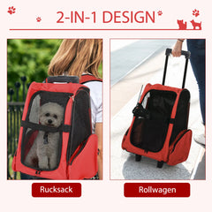 PawHut Hundetrolley Tragetasche 2in1 Rucksack mit Rollen höhenverstellbar