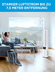 Midea MFP-120i (BL) 2 in 1 Turmventilator Leise 38dB Luftreiniger H13 True HEPA auf 47.6 ㎡ LED Display Fernbedienung Oszillation 12H Timer Kompatibel für Wireless Connection App Alexa Google