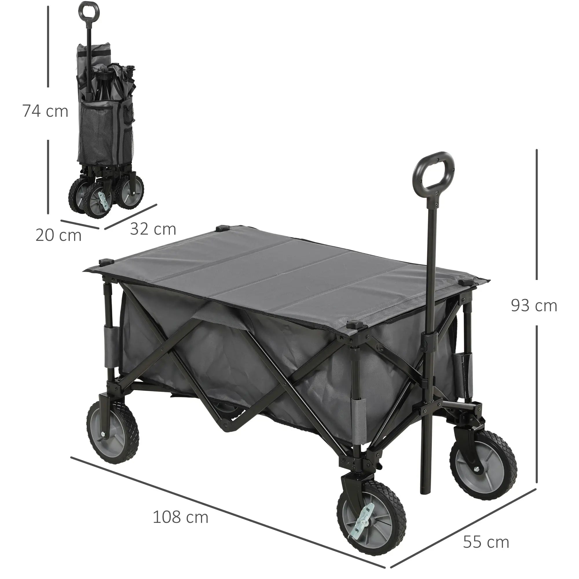 Outsunny Bollerwagen faltbar höhenverstellbar Transportwagen