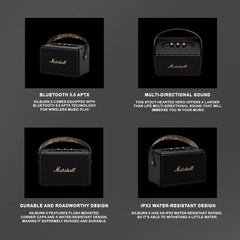 Marshall Kilburn II Bluetooth Tragbarer Wasserabweisend Lautsprecher, Kabelloser - Schwarz und Messing
