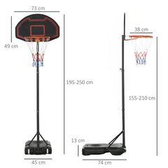 HOMCOM Basketballkorb höhenverstellbar Outdoor mobil mit Rollen