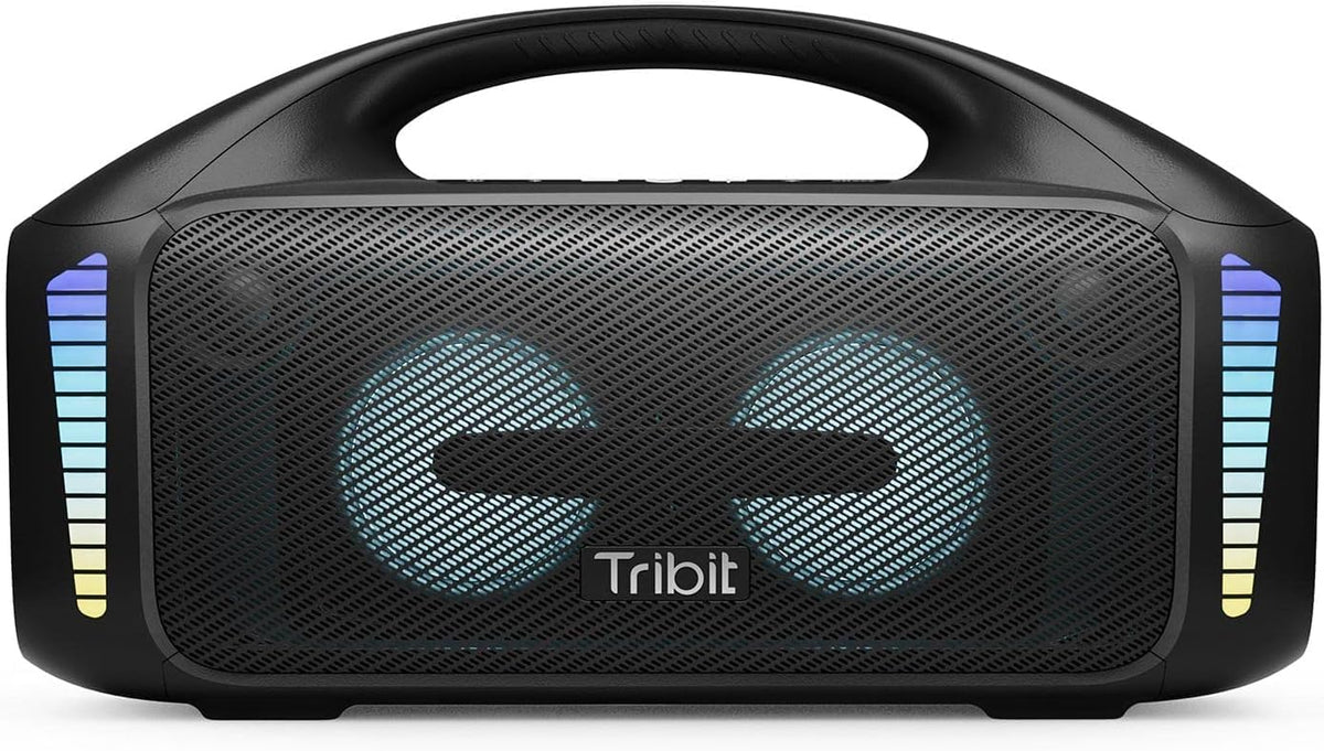 Tribit Bluetooth Lautsprecher StormBox Blast,Tragbarer Party Lautsprecher 90W Lauter Stereo Sound mit XBass LED-Lichtshow Bluetooth 5.3,Wasserdichter IPX7,TWS,30 Stunden Spielzeit für Draußen