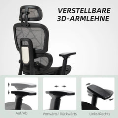 HOMCOM Bürostuhl ergonomisch verstellbar mit Liegefunktion
