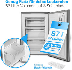 Bomann Gefrierschrank 87L | Gefrierschrank klein mit Temperaturbereich ≤ -18°C | 3 Schubladen | Tiefkühlschrank mit wechselbarem Türanschlag | Freezer Tiefkühlschrank klein GS 7253 weiß