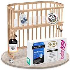 babybay Original Beistellbett aus massivem Buchenholz / kompakt & verwandelbar / Kinderbett Höhe stufenlos verstellbar & umweltfreundlich / mitwachsendes Babybett (weiß lackiert) / inkl. Matratze