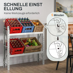 HOMCOM Getränkekistenregal höhenverstellbar schneller Aufbau Weiß