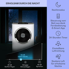 Klarstein Mobile Klimaanlage mit Abluftschlauch, 5-in-1 Klimagerät, Ventilator, Luftentfeuchter, Luftreiniger & Nachtmodus, App-Steuerung, Kleine & Portable, für Wohnung & Büro, 12000 BTU