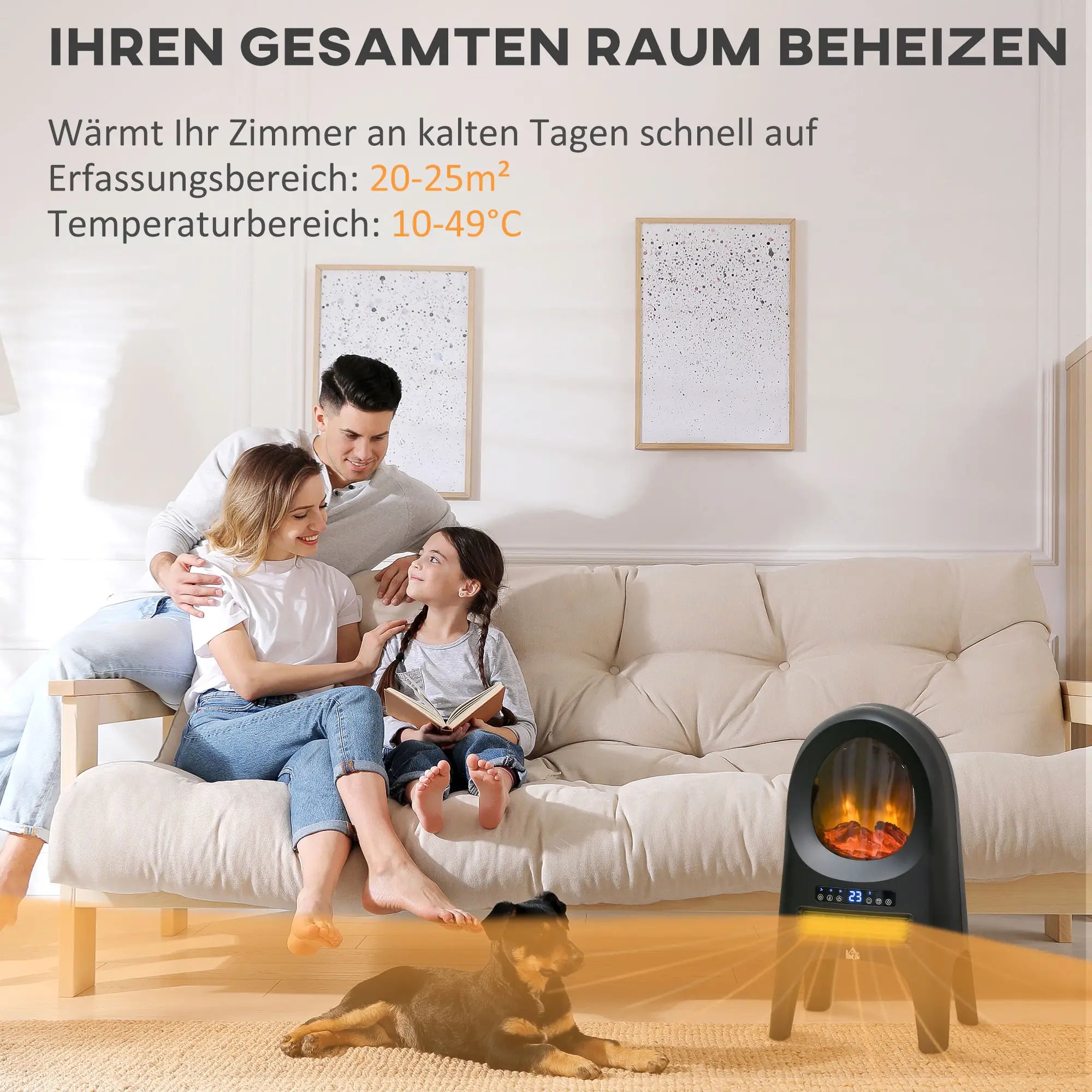 HOMCOM Elektroheizung Heizlüfter LED-Flammeneffekt Fernbedienung