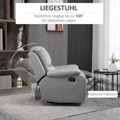 HOMCOM Fernsehsessel Relaxsessel verstellbar drehbar grau