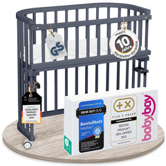 babybay Original Beistellbett aus massivem Buchenholz / kompakt & verwandelbar / Kinderbett Höhe stufenlos verstellbar & umweltfreundlich / mitwachsendes Babybett (weiß lackiert) / inkl. Matratze
