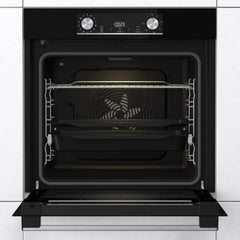 Gorenje 738971 Einbaubackofen-Set OptiBake Black Steam Pyro Set / 77L / Heißluft/Pyrolyse/ExtraSteam/GentleClose/AirFry/Pizzamode 300°C/PerfectGrill/Induktions-Kochfeld mit BridgeZone/schwarz