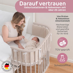 babybay Original Beistellbett aus massivem Buchenholz / kompakt & verwandelbar / Kinderbett Höhe stufenlos verstellbar & umweltfreundlich / mitwachsendes Babybett (weiß lackiert) / inkl. Matratze