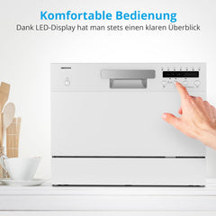 MEDION Tischgeschirrspüler DWT60 (6 Gedecke Fassungsvermögen, 7 Programme, ECO Programm, ca. 6,5 Liter Verbrauch, AquaStop, LED Display, Kindersicherung, MD37496) silber