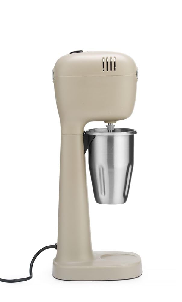 HENDI Milchshake Maker, Inkl. 2 Mixbechers (Edelstahl und Polykarbonat) und 4 austauschbaren Rührwerken, Drink mixer, Frappés, Getränkemixer, 230V/400W, 170x196x(H)490mm, Karamell