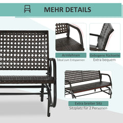 Outsunny Polyrattan Schaukelbank 2-Sitzer Braun