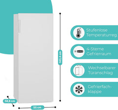 Bomann großer Gefrierschrank freistehend | 165 Liter Nutzinhalt für Lebensmittel | 5 Schubladen | Freezer Eisschrank Froster | wechselbarer Türanschlag inkl. Eiswürfelschale | GS 7317.1 weiß