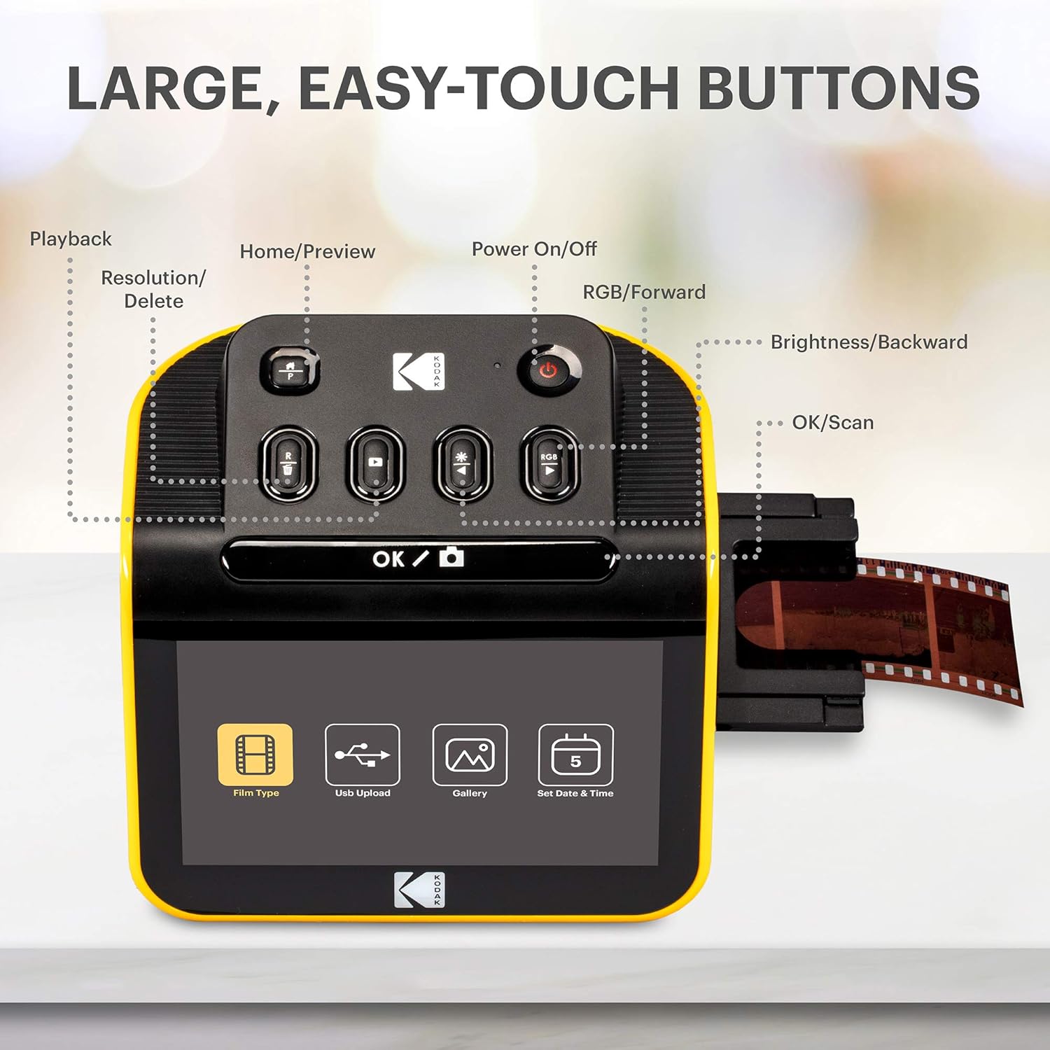 KODAK Slide N SCAN Film und Slide Scanner mit 5 Zoll LCD-Bildschirm, Schwarz