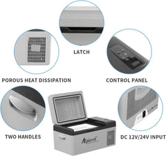 Alpicool C12 12L Cool Box 12 V Mini Fridge Electric Compressor Car Fridge Camping Freezer Box Small Portable for Car, Truck, Boat, RV with USB Connection