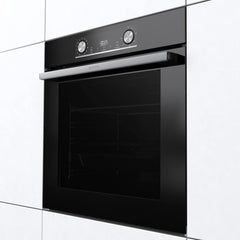 Gorenje 738971 Einbaubackofen-Set OptiBake Black Steam Pyro Set / 77L / Heißluft/Pyrolyse/ExtraSteam/GentleClose/AirFry/Pizzamode 300°C/PerfectGrill/Induktions-Kochfeld mit BridgeZone/schwarz