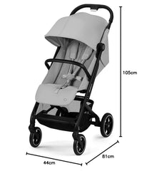 Cybex Gold Kinderwagen Beezy mit One-Pull Harness, Ab Geburt bis ca. 4 Jahre (max. 22 kg), Kompakt und ergonomisch, Almond Beige (Beige mit schwarzem Rahmen)