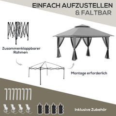 Outsunny Faltpavillon höhenverstellbar UV50+ mit Rollen