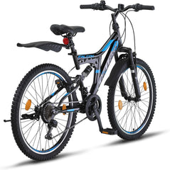 Chillaxx Bike Falcon Premium Mountainbike in 24,26,27.5 und 29 Zoll - Fahrrad für Jungen, Mädchen, Damen und Herren - Scheibenbremse- 21 Gang-Schaltung - Vollfederung