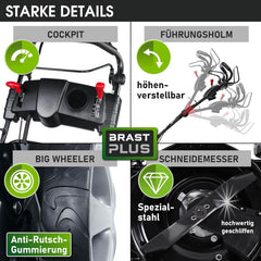 BRAST® Benzin Rasenmäher Trike mit Antrieb | 5,2kW(7PS) | 53cm Schnittbreite | viele Modelle | TÜV | 4 Takt OHV Motor | 30-80mm Schnitthöhe | 60L Fangkorb | Stahlgehäuse | Speed