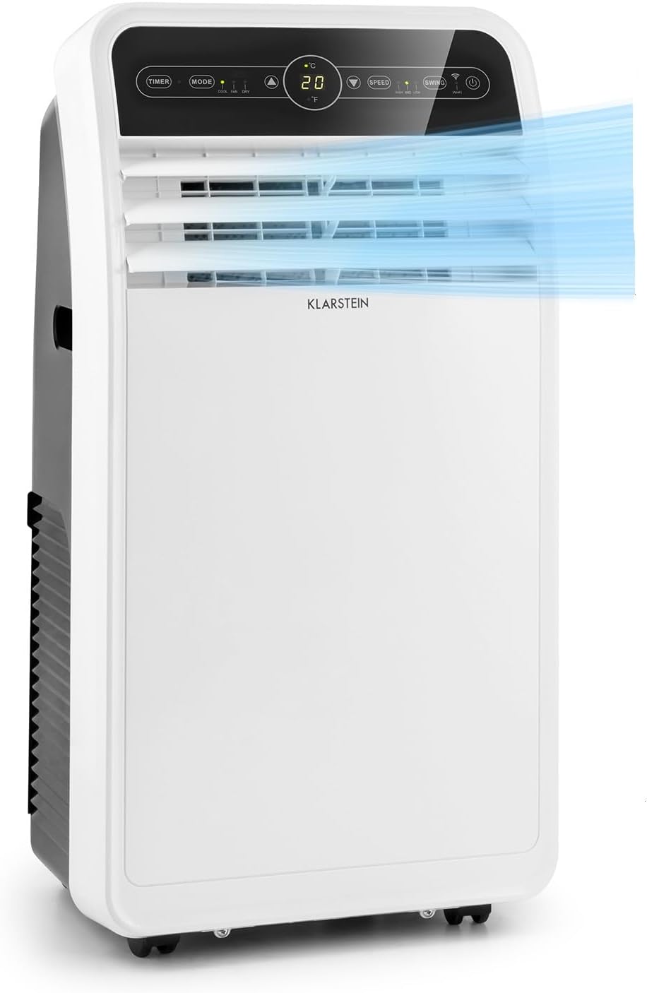 Klarstein Mobile Klimaanlage mit Abluftschlauch, 4-in-1 Klimagerät mit Ventilator, Luftentfeuchter & Nachtmodus, Kleine & Portable Klimaanlage für Wohnung & Büro, App-Steuerung, 12000 BTU