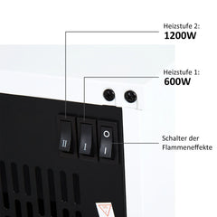 HOMCOM Elektrokamin Standkamin Flammeneffekt Heizlüfter Weiß