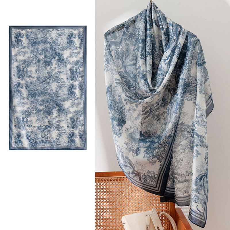Spring & Summer Lightweight Pure Mulberry Silk Long Scarf UV Protection
