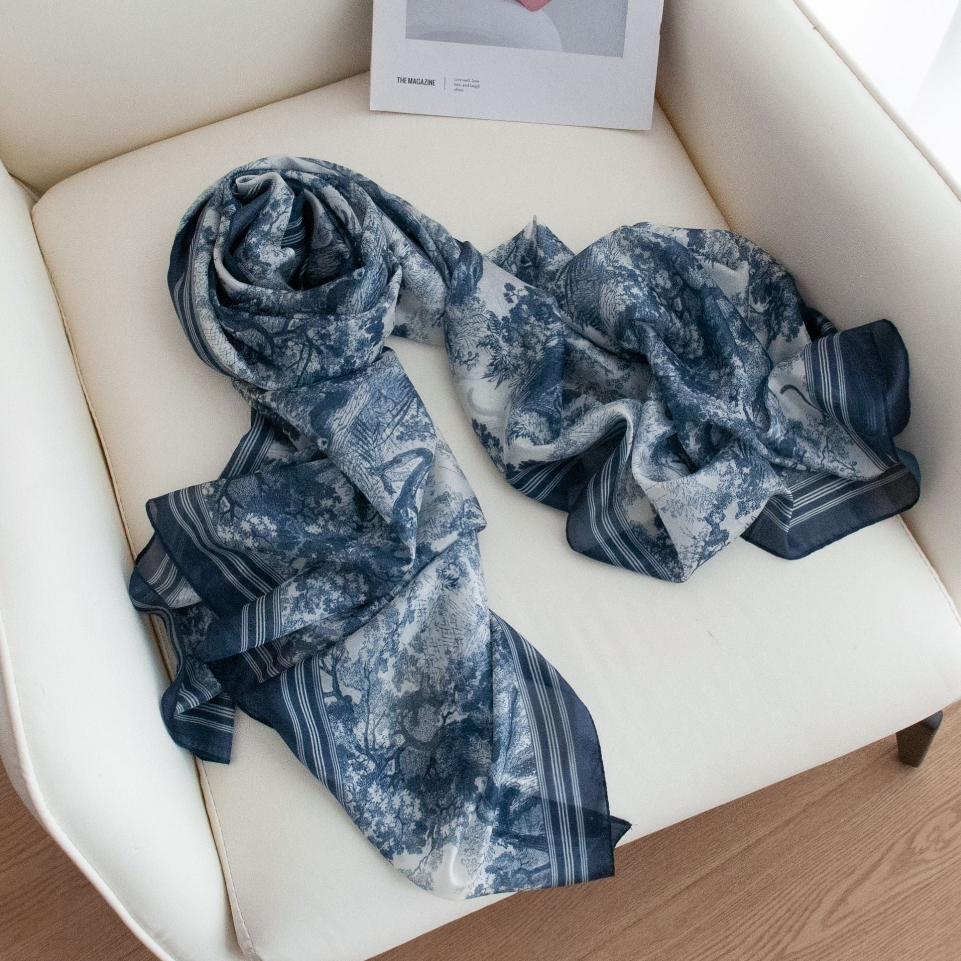 Spring & Summer Lightweight Pure Mulberry Silk Long Scarf UV Protection