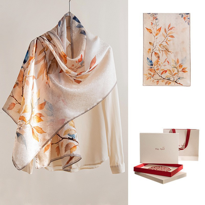 Luxury Elegant Pure Mulberry Silk Scarf Shawl