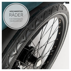 hauck Fahrradanhänger & Kinderwagen Dryk Duo Plus mit Federung, für 2 Kinder (6-48 Monate), inkl. Deichsel, Buggyrad, Fahne und LED Licht, Faltbar, Höhenverstellbar, XL Kofferaum (Dark Green)