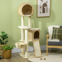 PawHut Kratzbaum Katzenhaus mit Hängematte und Aussichtsplattform