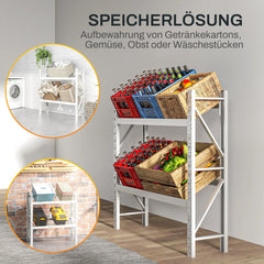 HOMCOM Getränkekistenregal höhenverstellbar schneller Aufbau Weiß