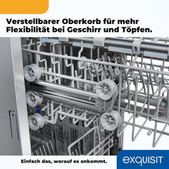 Exquisit Geschirrspüler, Spülmaschine, 45 cm Breite, Teilintegriert, 9 Maßgedecke, 9 Liter, Startzeitvorwahl, ECO-Modus, Geschirrspüler 45 cm, EGSP51009-EB-030E inox