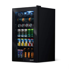 Getränkekühlschrank | Freistehender Kühlschrank für 126 Dosen mit Glastür mit Scharnier rechts | Mini-Getränkekühlschrank, perfekt für Bier, Wein, Limonade und kühlere Getränke