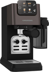 GRUNDIG KSM 5330 Siebträgermaschine mit integriertem Milchbehälter, 1628 W Leistung, 15 bar Pumpendruck, Zweifachdüse, farbiges Touch-Display, BrewSense, CreamyPro, Dark Inox/Schwarz