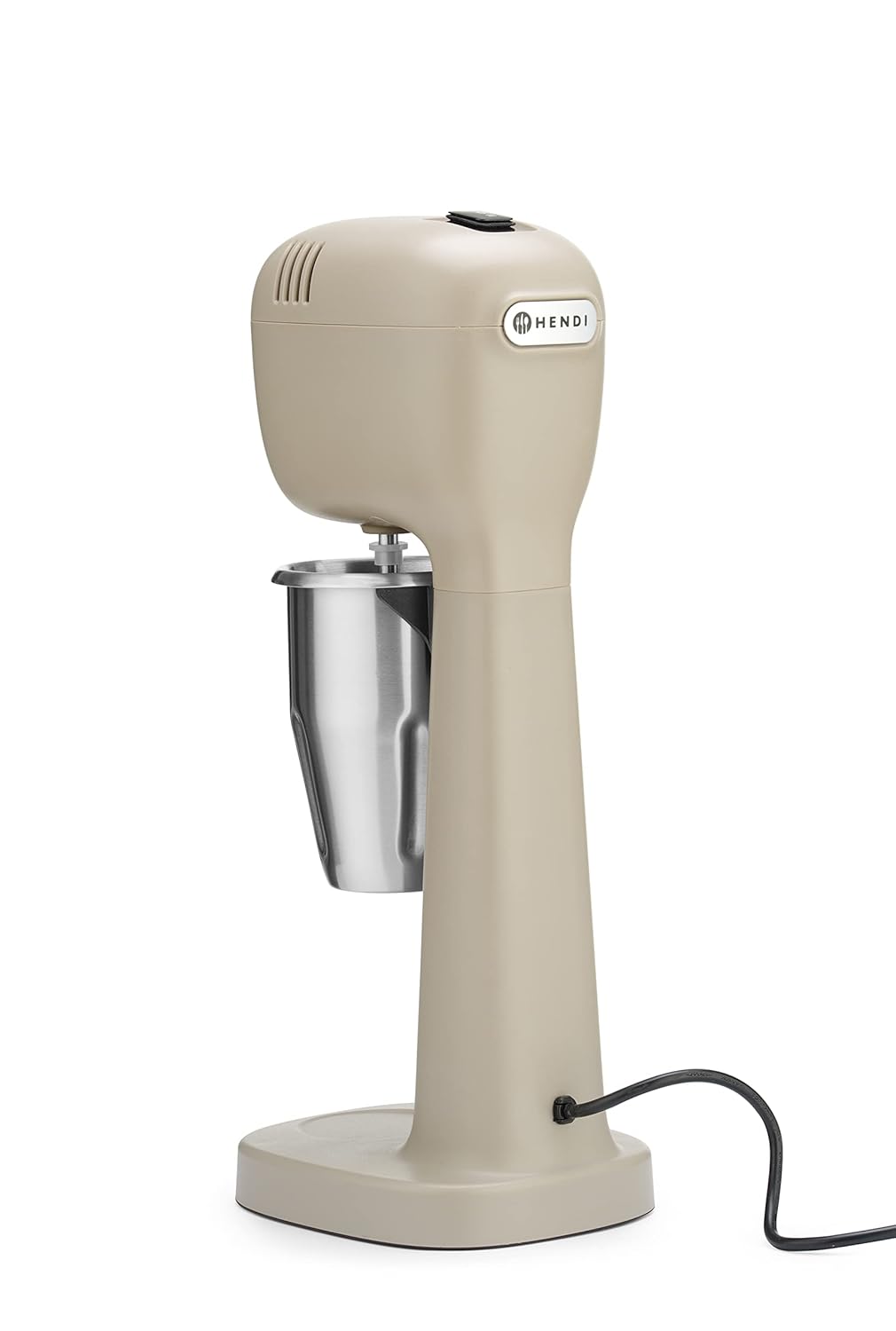 HENDI Milchshake Maker, Inkl. 2 Mixbechers (Edelstahl und Polykarbonat) und 4 austauschbaren Rührwerken, Drink mixer, Frappés, Getränkemixer, 230V/400W, 170x196x(H)490mm, Karamell