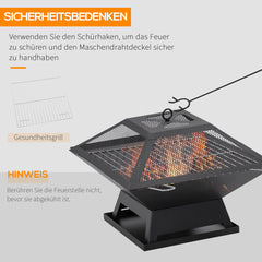 Outsunny Feuerschale Grill 2-in-1 mit Funkenschutz Outdoor
