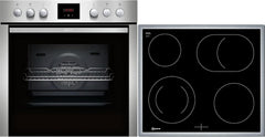 NEFF EDX442, Set bestehend aus E1ECD0AN0, N 30, Einbauherd mit CircoTherm, 60 x 60 cm, Edelstahl und M13R42N2, N 50, herdgesteuertes Elektrokochfeld, 60 cm, Schwarz, mit Rahmen aufliegend