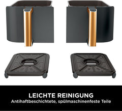 Ninja Heißluftfritteuse MAX PRO, 6,2 L, ölfrei, große Schublade, Rösten, Backen, Air Fry, Antihaftbeschichtet, Spülmaschinenfester Korb & Crisper Gittereinsatz, Silikonzange, Schwarz/Kupfer, AF180EUCP