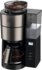 Melitta AromaFresh - Filterkaffeemaschine - mit Glaskanne - integriertes Mahlwerk - Timer Funktion - 10 Tassen - Pure Black