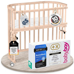 babybay Original Beistellbett aus massivem Buchenholz / kompakt & verwandelbar / Kinderbett Höhe stufenlos verstellbar & umweltfreundlich / mitwachsendes Babybett (weiß lackiert) / inkl. Matratze