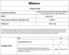 SHINCO Mobile Klimaanlage mit Abluftschlauch, 9000BTU, 2,6 kW, Kühlen&Ventilieren&Entfeuchten, Mobiles Klimagert mit Schlafmodus, Raumgre bis 22㎡, 24-Stunden-Timer