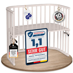 babybay Original Beistellbett aus massivem Buchenholz / kompakt & verwandelbar / Kinderbett Höhe stufenlos verstellbar & umweltfreundlich / mitwachsendes Babybett (weiß lackiert) / inkl. Matratze