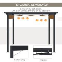 Outsunny Pergola 2,95x2,95 m mit Schiebedach Grau